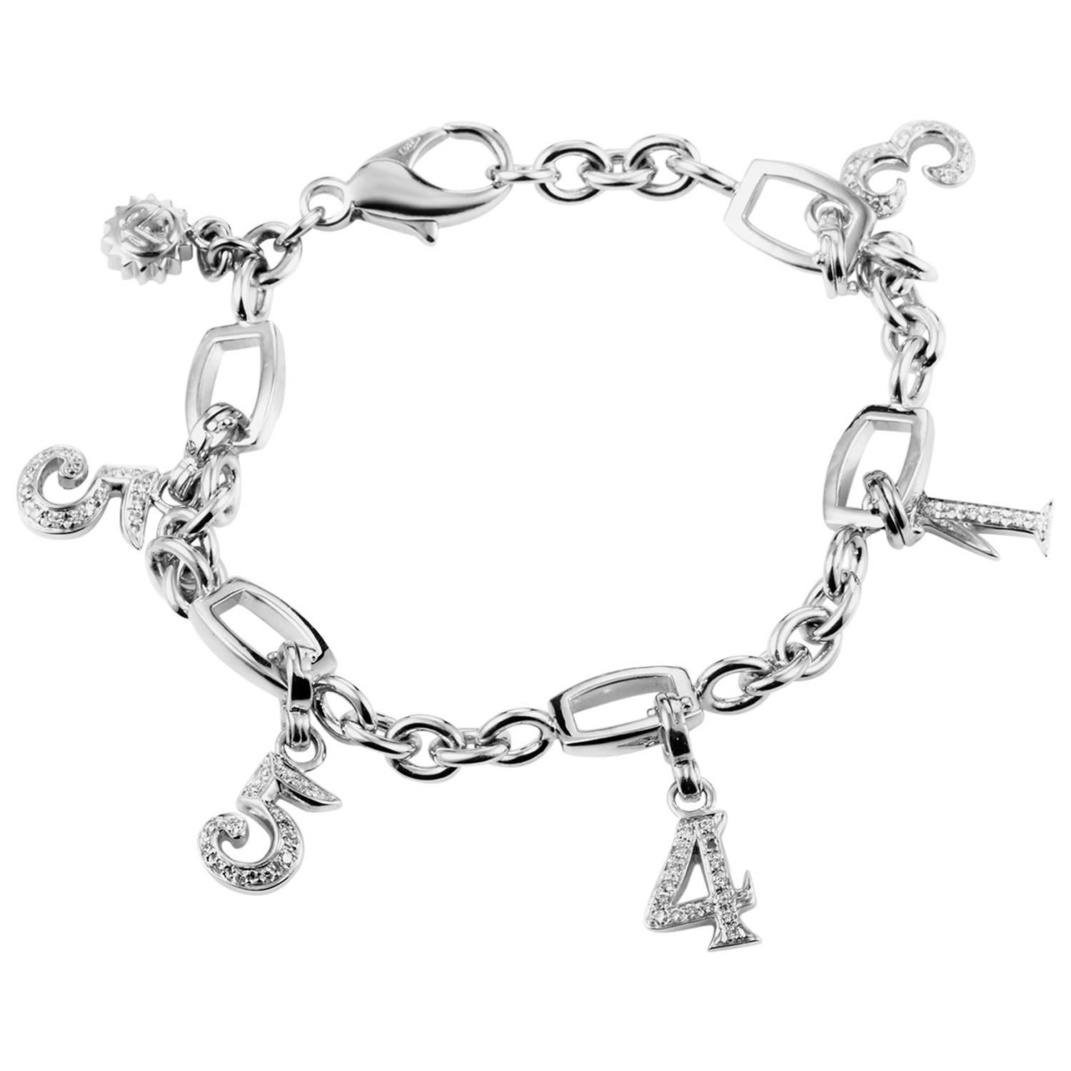 Franck Muller Talisman Diamond Gold Six Charm Bracelet