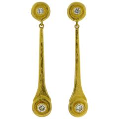 Gurhan Diamond Gold Long Drop Earrings