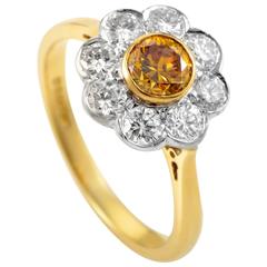 Garrard Orange and White Diamond Multi-Color Gold Flower Ring 8
