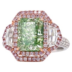 Emilio Jewelry GIA Certified 3.00 Carat Greenish Diamond Ring