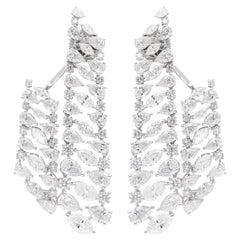 Boucles d'oreilles veste en or blanc 18 carats avec diamants taille poire marquise 13,8 carats SI/HI