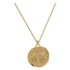 Toktam 18k Yellow Gold Zodiac Sign Libra Diamond Necklace