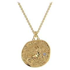 Toktam 18k Yellow Gold Zodiac Sign Capricorn Diamond Necklace