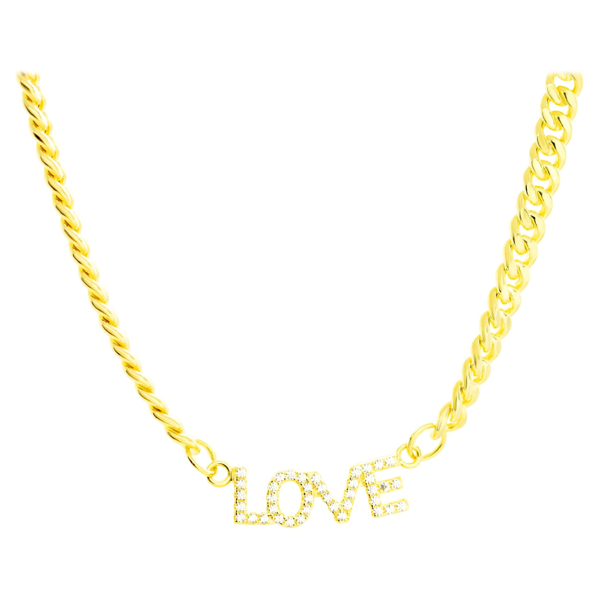 Gold Plate Cubic Zircon Chain Name Letters Romantic Love Intini Jewels Necklace For Sale
