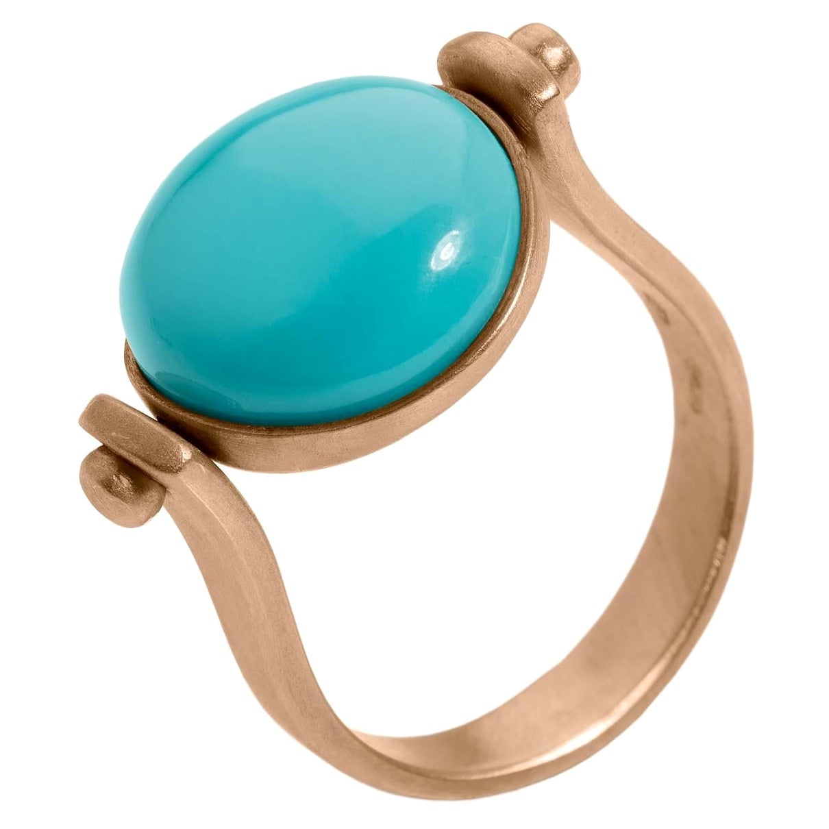 Italian Gemstone Turquoise Red Gold 18Kt Roman Style Reversible Made in IT Ring en vente