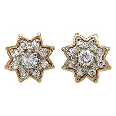 Vintage 0.75 Ctw Diamond Cluster Earrings in 14 Karat Gold
