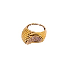 Estate Diamond and Yellow Gold Horseshoe Ring