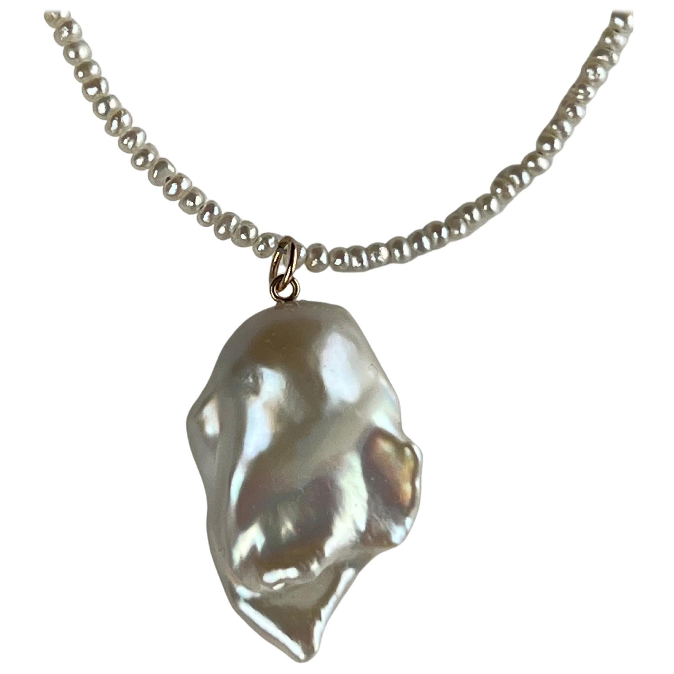 White Pearl Drop Pendant Pearl Chrysoprase Necklace J Dauphin For Sale