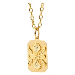 Syna Yellow Gold Sun Flower Pendant with Champagne Diamonds