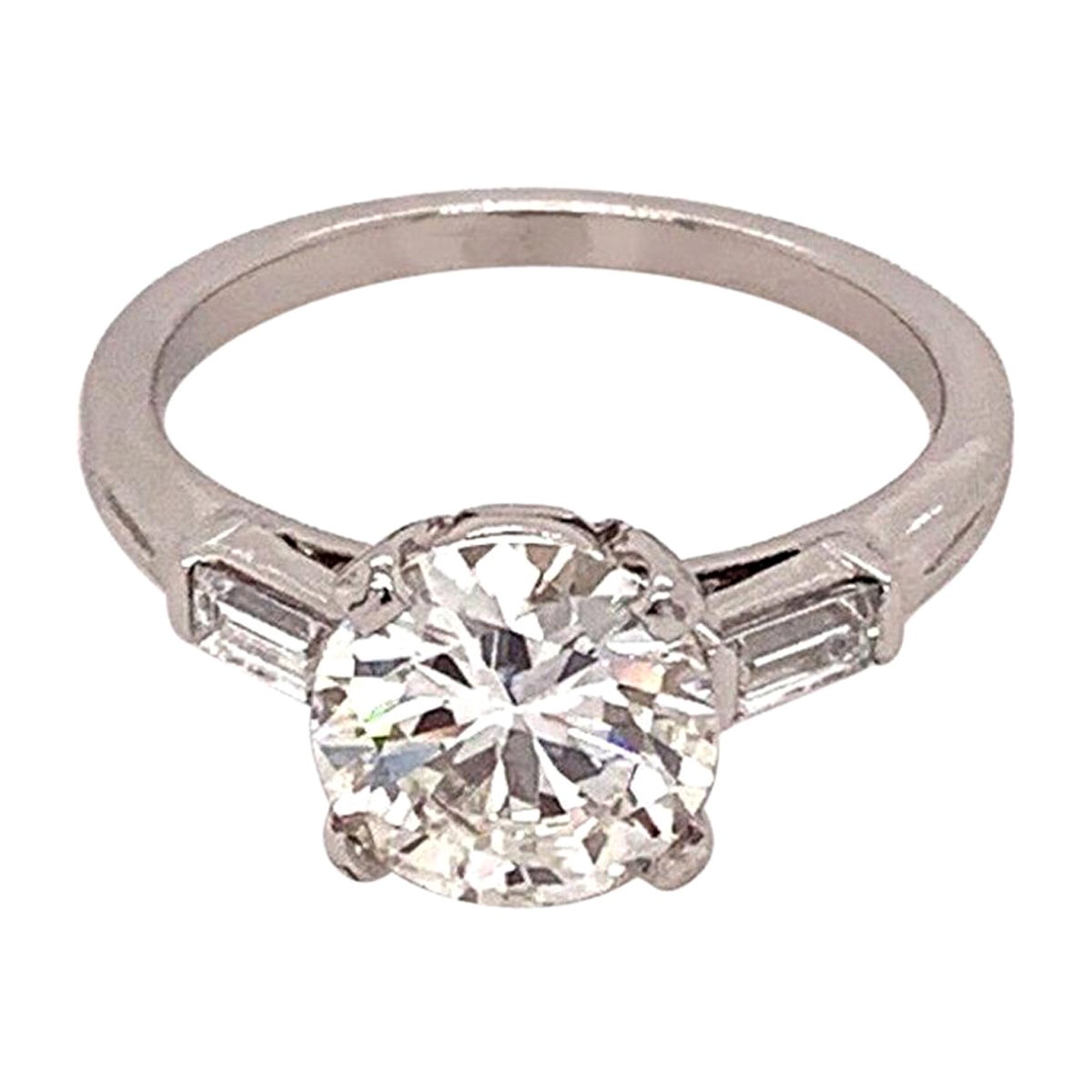 Vintage Tiffany & Co. Round Diamond 1.72 Carat Engagement Ring GIA H VS2 For Sale