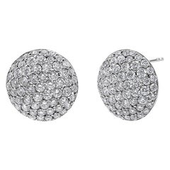 Clous d'oreilles en or blanc 18 carats avec disques composites de diamants de 3 1/2 carats poids total