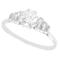 Vintage 1.28 Carat Diamond and Platinum Solitaire Ring Art Deco, circa 1935