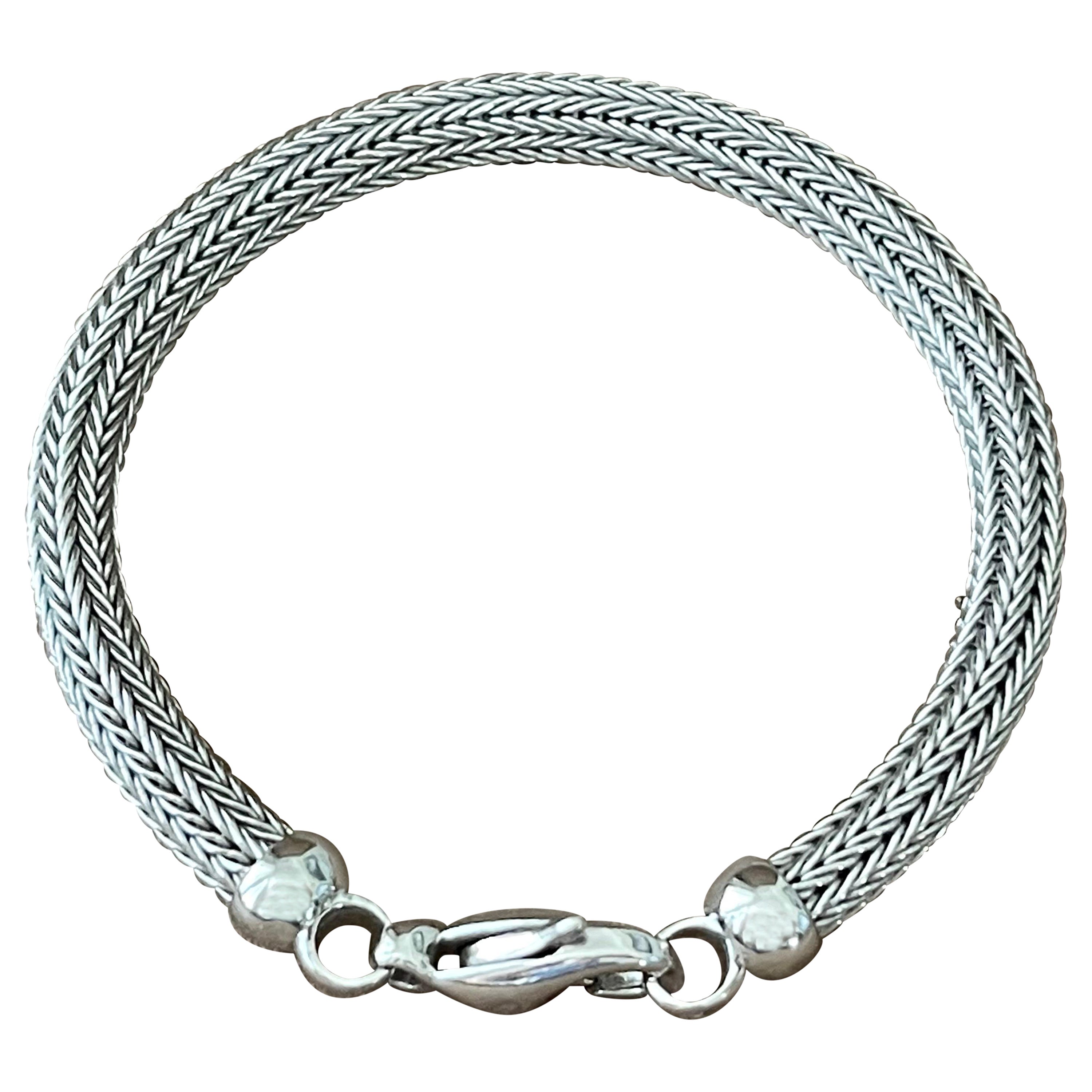 18 K White Gold Knitted Bracelet For Sale