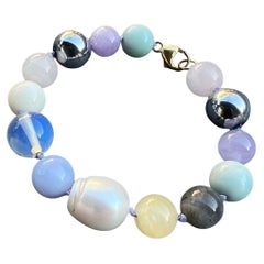 J Dauphin Bracelet de perles multicolore avec perles blanches et pierres précieuses