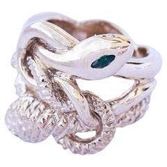 Emerald White Diamond Ruby Double Head Snake Ring Animal Jewelry J Dauphin