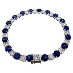 18k White Gold Sapphire and Diamond Tennis Bracelet