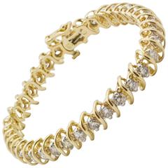 3.60 Carats Diamonds Gold Classic S Link Line Bracelet