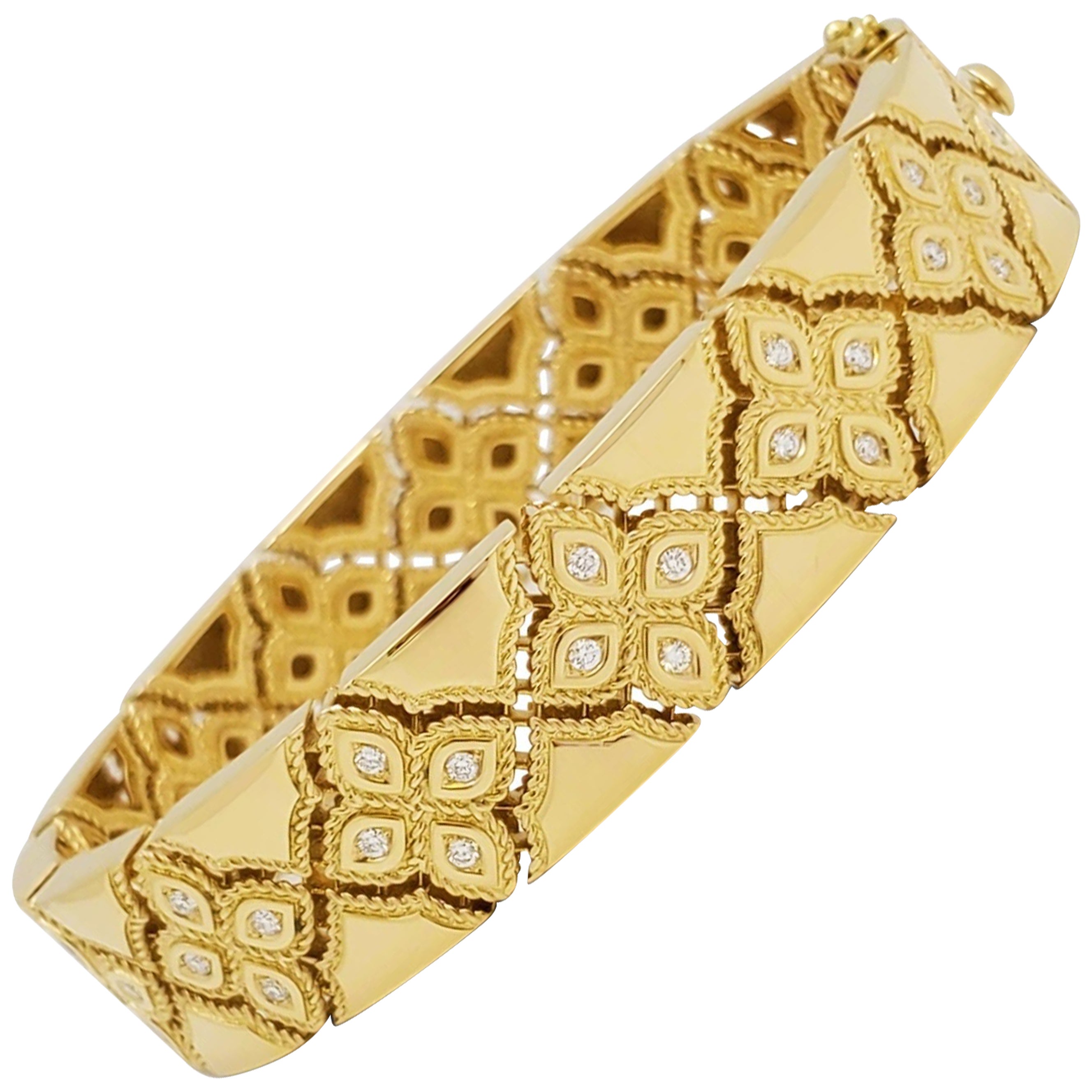 Roberto Coin 'Venetian Princess' Yellow Gold and Diamond Narrow Bracelet  For Sale at 1stDibs