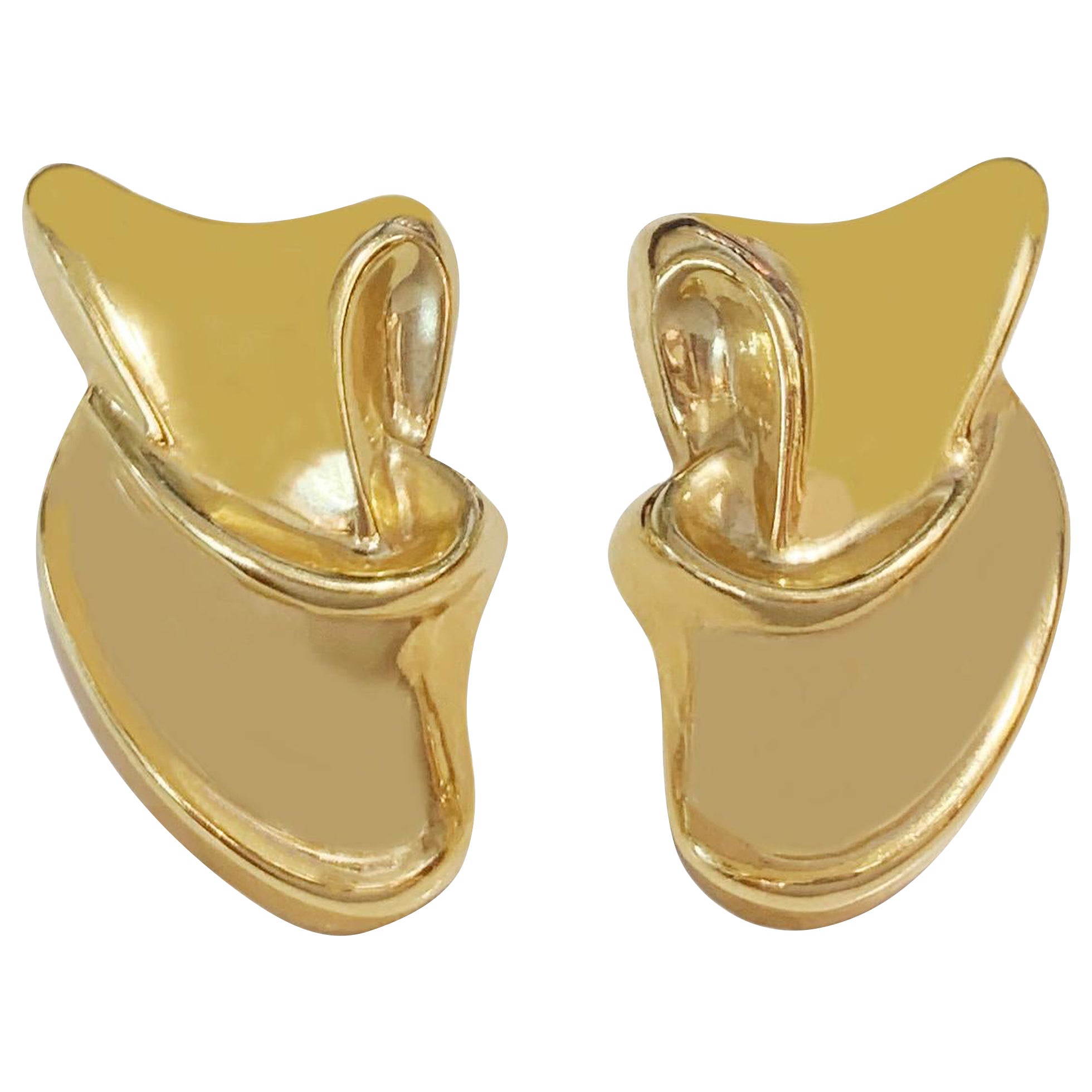 Beatifull Yellow Gold Earrings in 14K Yellow Gold For Sale