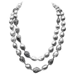 Alex Soldier Silver Platinum Pearl Necklace as Seen on Shohreh Aghdashloo