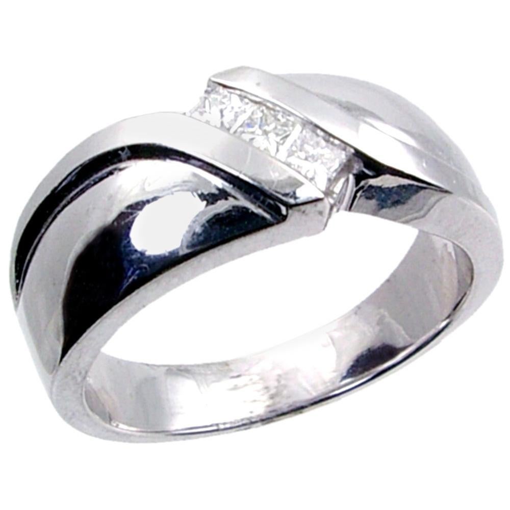 Bague pour homme en or 18 carats avec diamants taille princesse sertis en canal de 0,27 carat