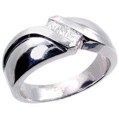 0.27 Carat Channel Set Princess Cut Diamond 18 Karat Gents Ring