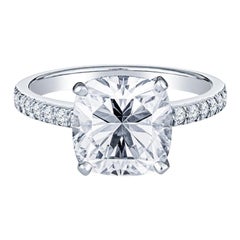 Tiffany & Co. 3.11 Cushion Cut Diamond, G VVS2, Platinum Engagement Ring