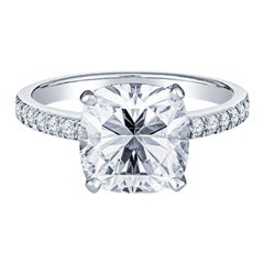 Verlobungsring aus Platin von Tiffany & Co. mit 3,11 Diamant im Kissenschliff, G VVS2