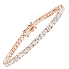 Bracelet tennis en or rose 14 carats avec diamants ronds de 5 carats