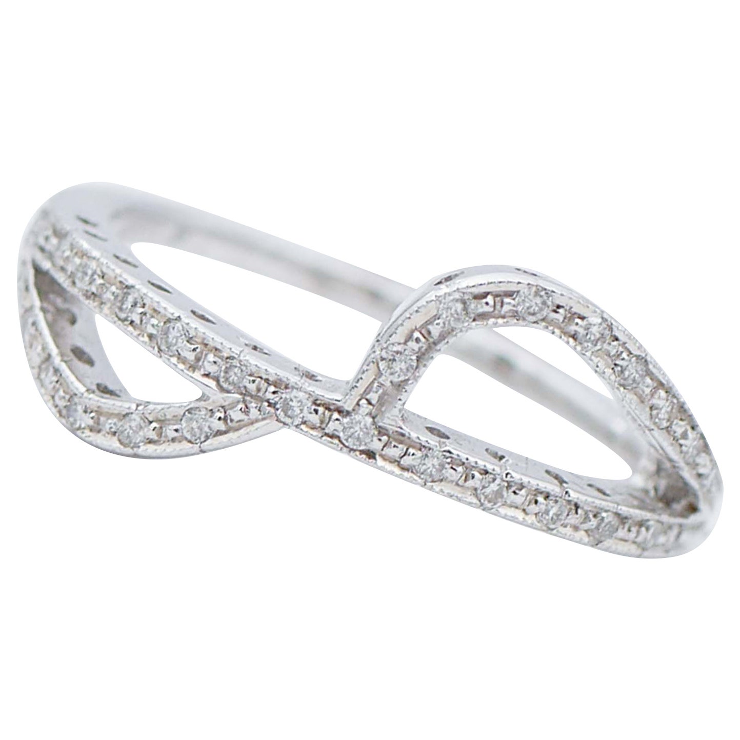 Diamonds, 18 Karat White Gold Modern Ring For Sale