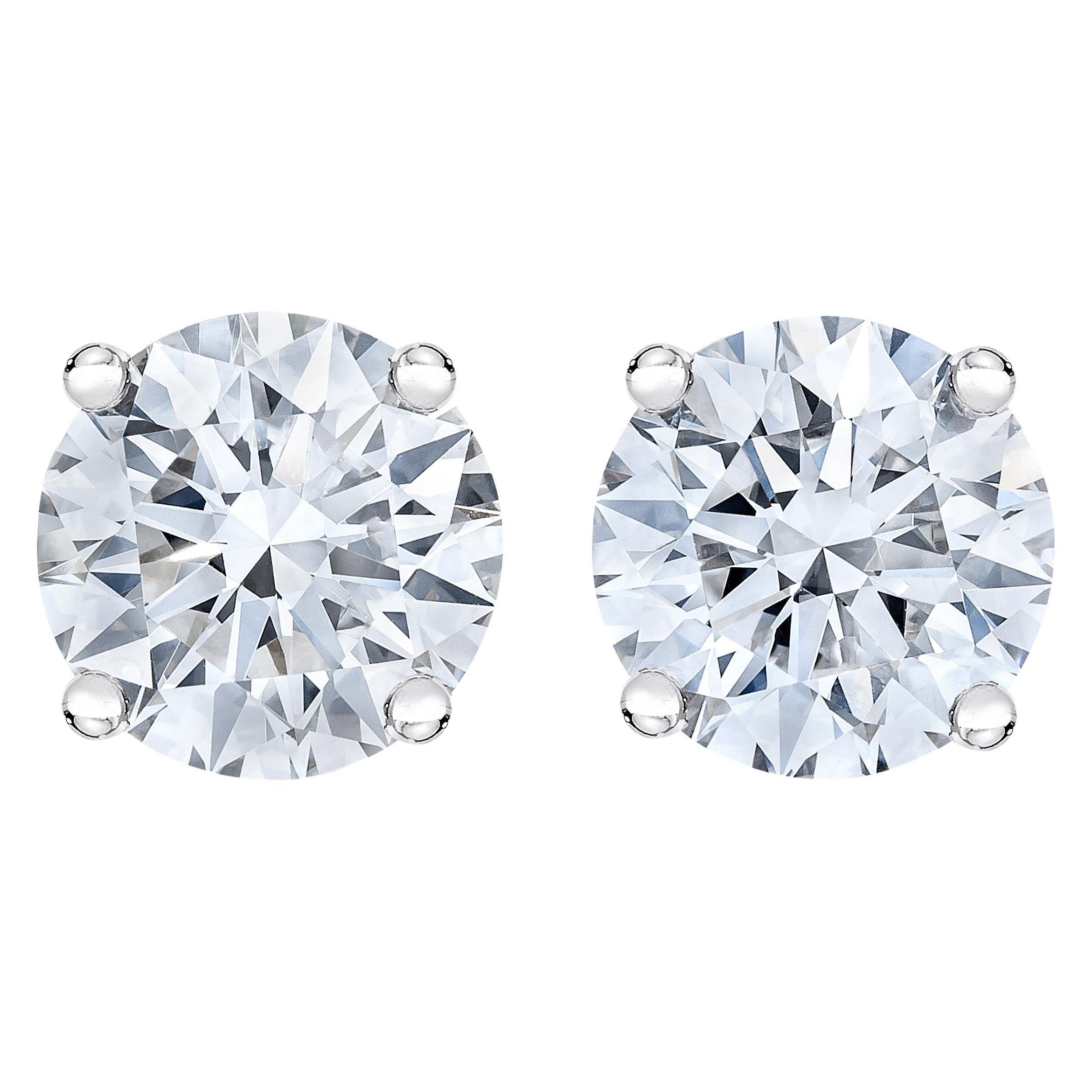 AGS Certified 14K White Gold 1.0 Cttw Brilliant Round-Cut Diamond Stud Earrings For Sale