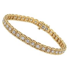 10K Yellow Gold 4.0 Carat Round-Cut Diamond Link Bracelet