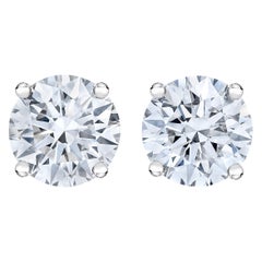AGS Certified 14K White Gold 1.0 Carat Brilliant Round-Cut Diamond Stud Earrings