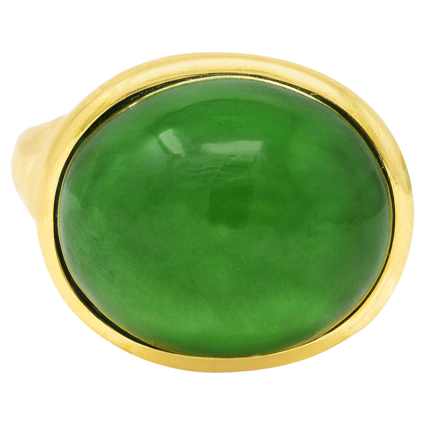 Elsa Peretti pour Tiffany & Co. Bague cabochon en or jaune 18 carats et jade