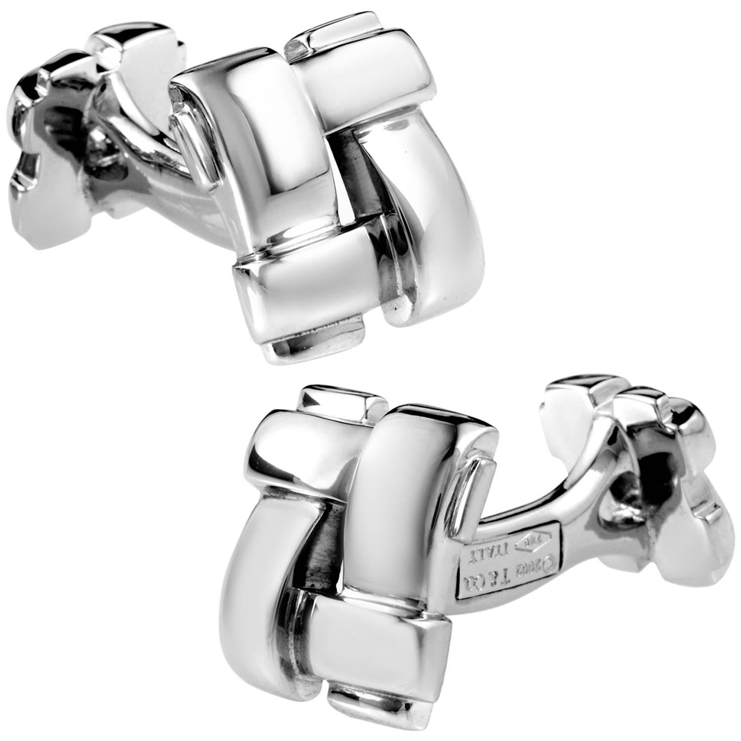 Tiffany & Co. Woven White Gold Cufflinks