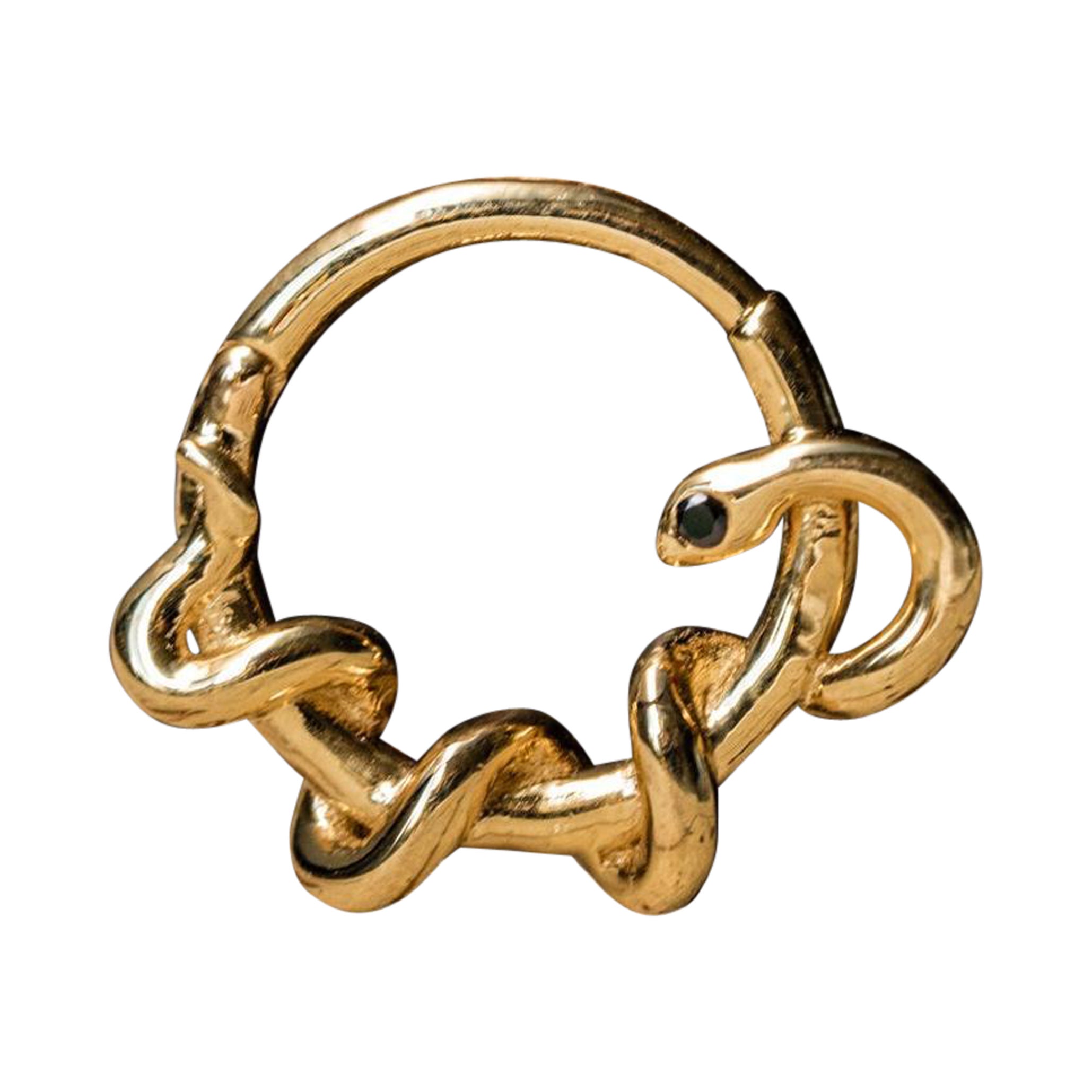 Gold Septum Jewelry, 14k Gold Nose Ring, Gold Daith Piercing, Septum Snake  Ring For Sale at 1stDibs