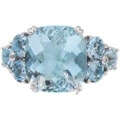 Retro Mariano Favero Aquamarine Diamond Ring