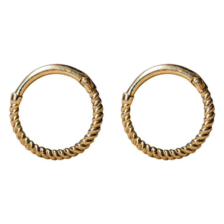 Pair Gold Rope Hoops, 14k Gold Rope Earrings, Daith Helix Cartilage
