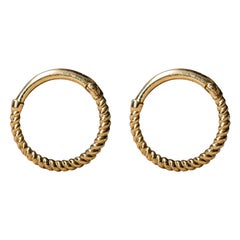 Pair Gold Rope Hoops, 14k Gold Rope Earrings, Daith Helix Cartilage Piercing