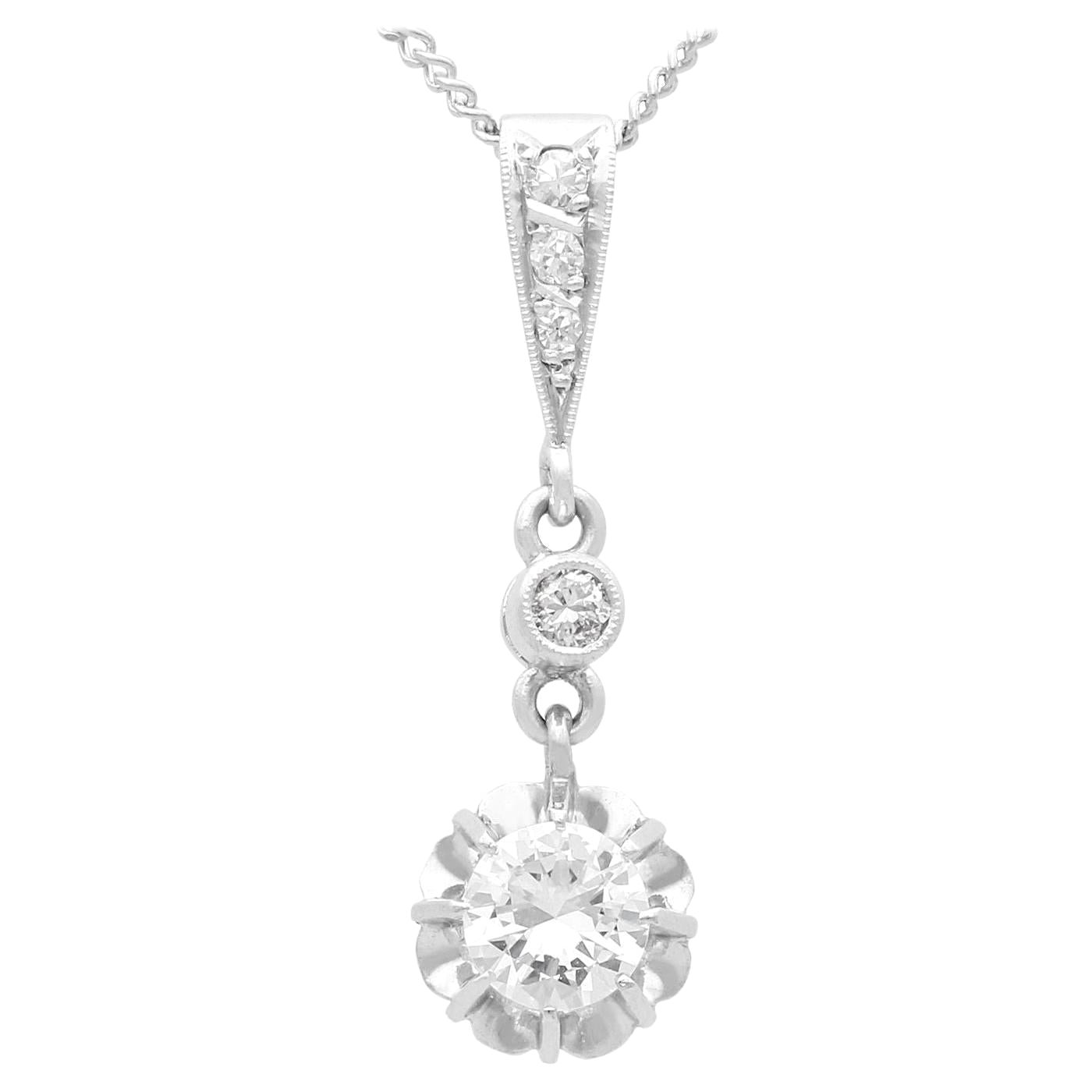 Antique Diamond and Platinum Pendant Circa 1935 For Sale