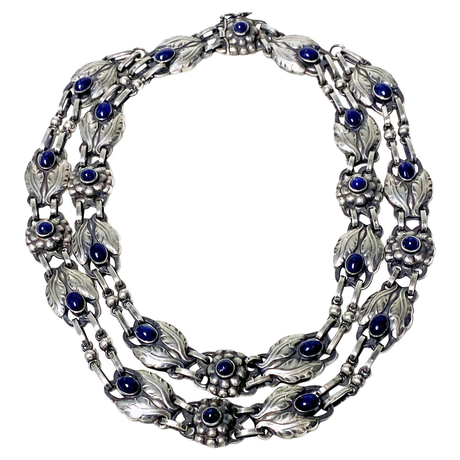 Georg Jensen Lapis Necklace Double Strand C.1930