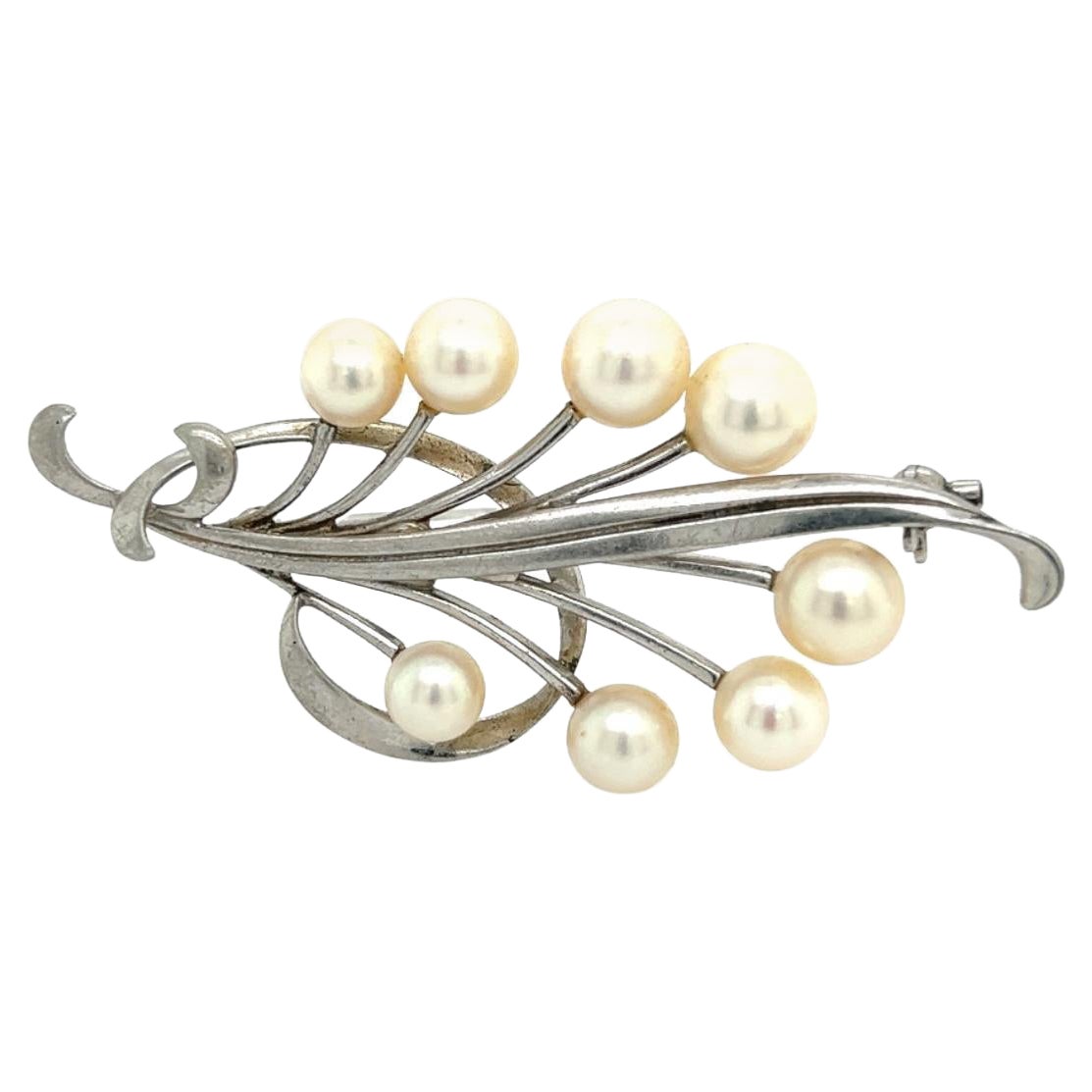 Mikimoto Broche Akoya en argent sterling avec perle (succession)