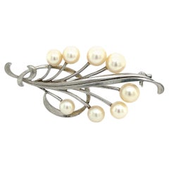 Mikimoto Estate Akoya Pearl Brooch Pin Sterling Silver
