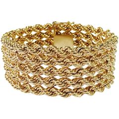 1960s Wide Rose Gold Five Row Rope Bracelet