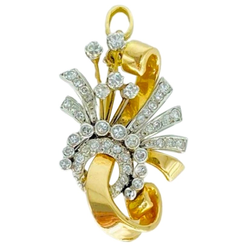 Antique 2.00 Total Carat Diamond Weight Brooch Pendant Two-Tone 18k For Sale