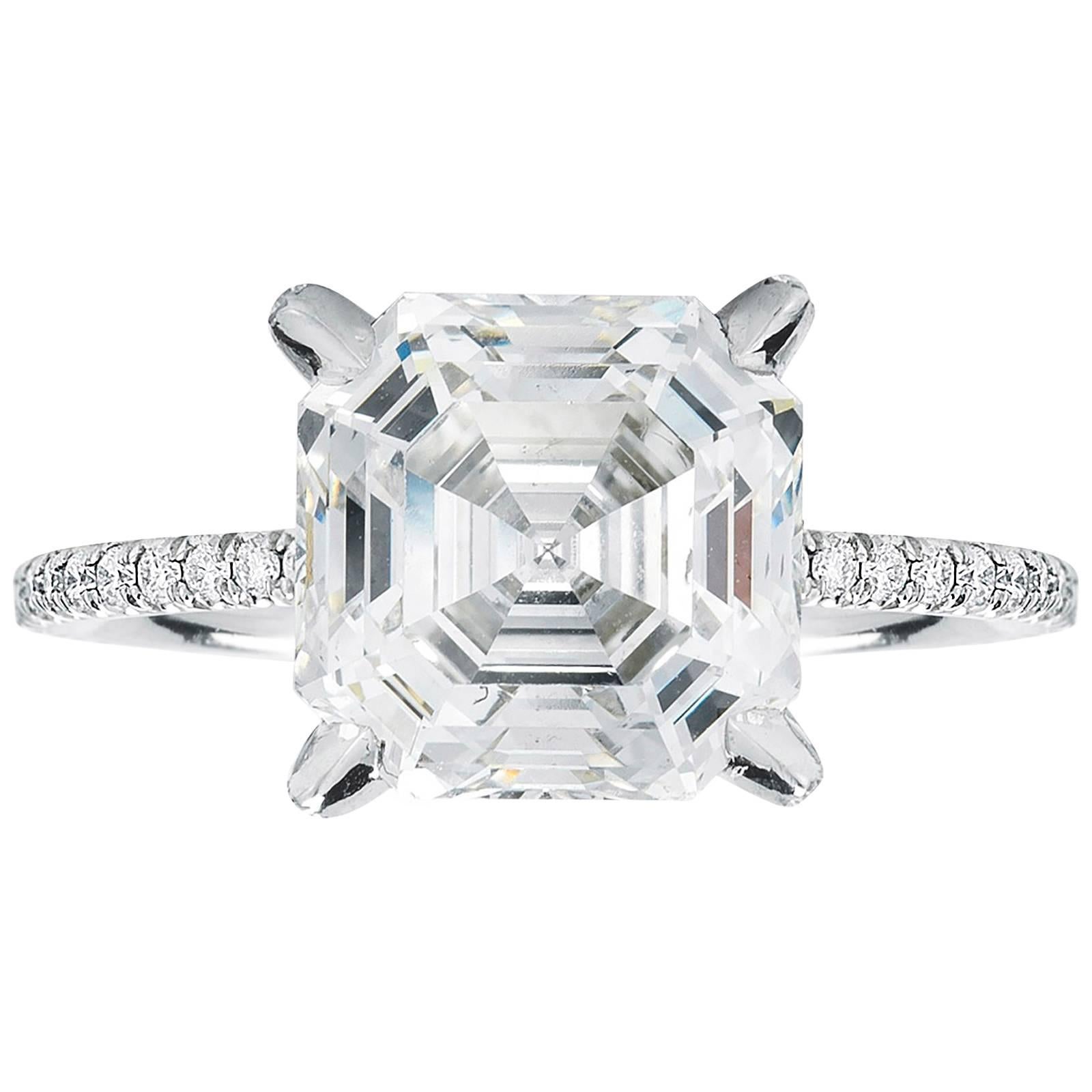 Marisa Perry Micro Pave Four Carat Royal Asscher Diamond Ring