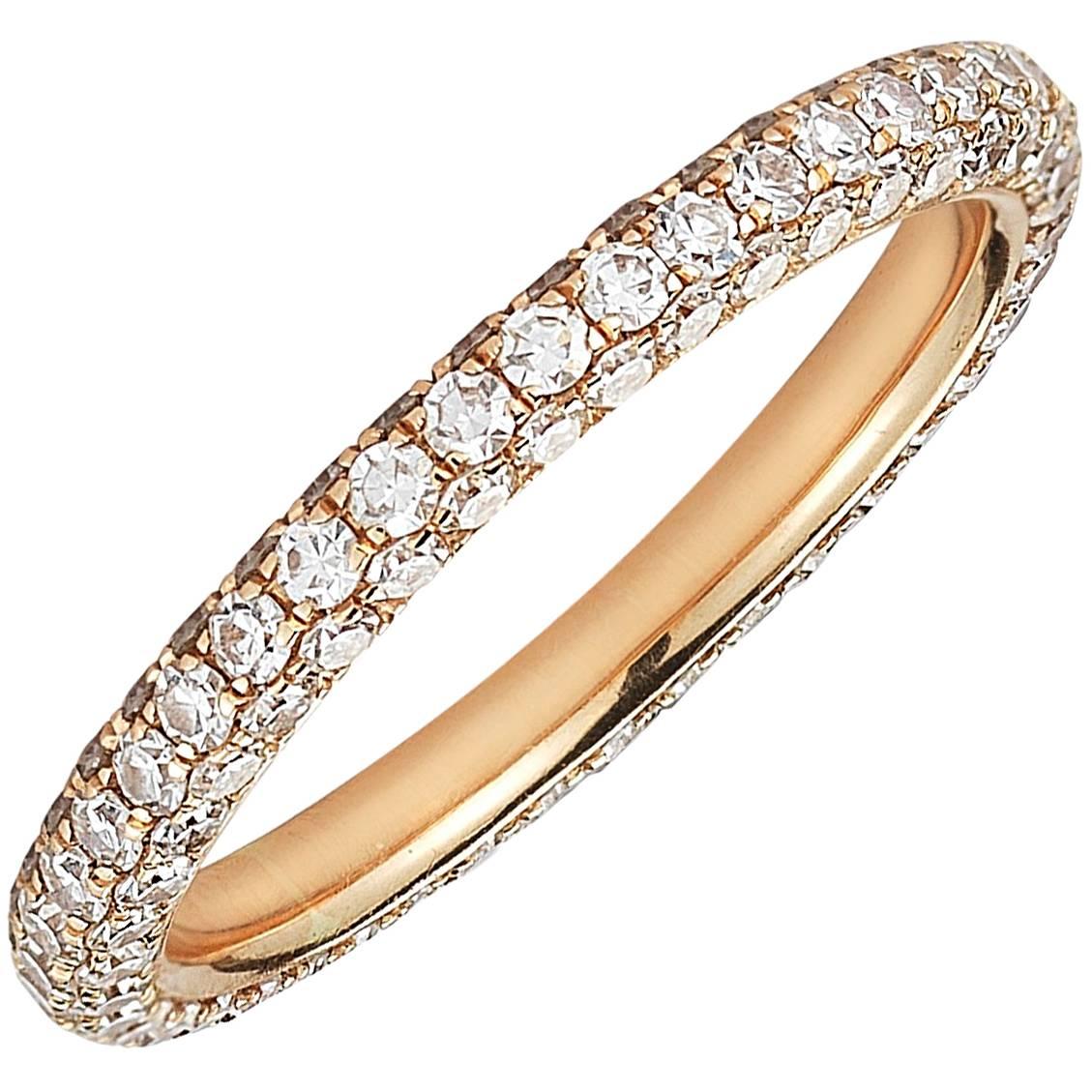 Rose Gold Eternity Band, 18 Karat and Diamonds For Sale