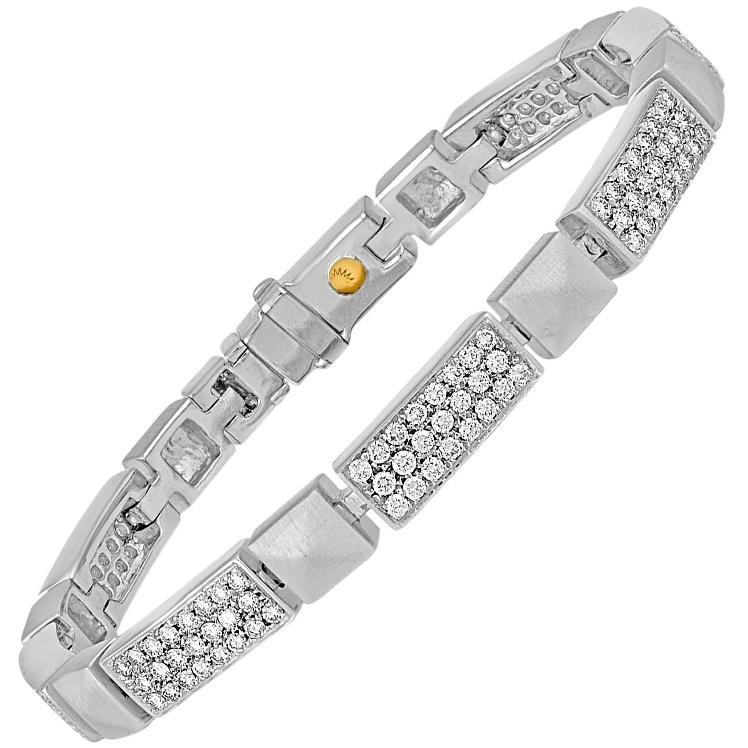 Luca Carati 3.75 Carats Diamond Gold Tennis Bracelet  For Sale