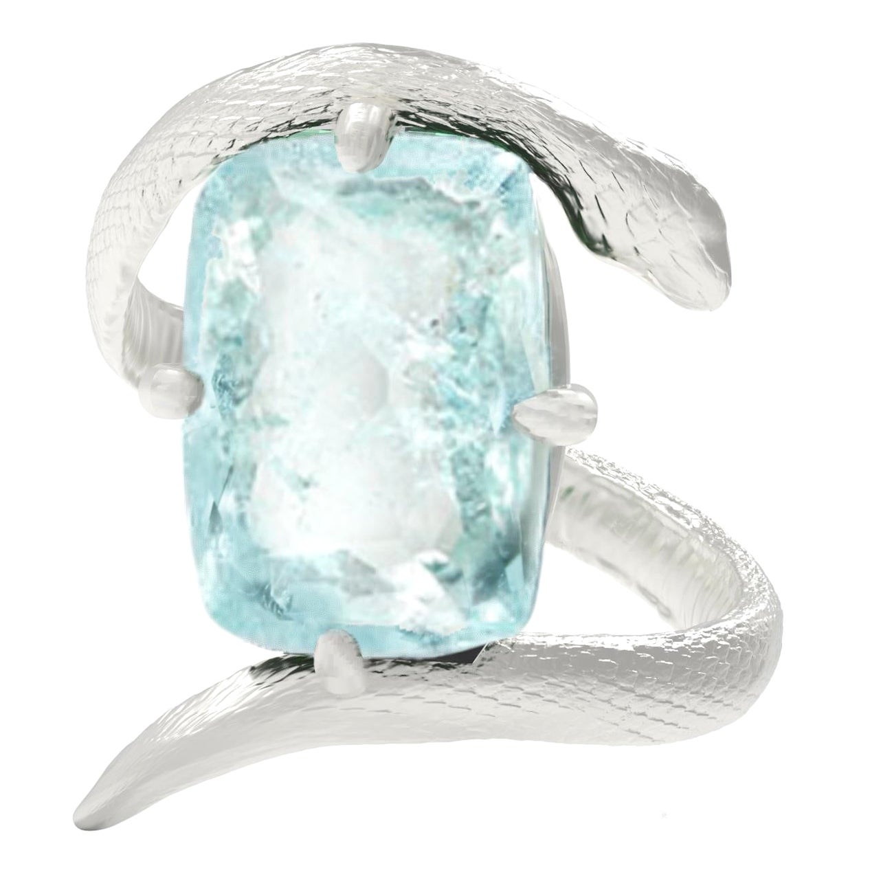 White Gold Engagement Ring with Natural Five Carats Sky Blue Paraiba Tourmaline For Sale