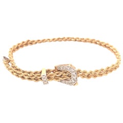 Vintage Diamant-Gürtelarmband mit doppeltem Seil aus 14k Gelbgold SM